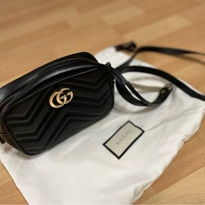 Gucci Black Crossbody Bag with Gold Hardware